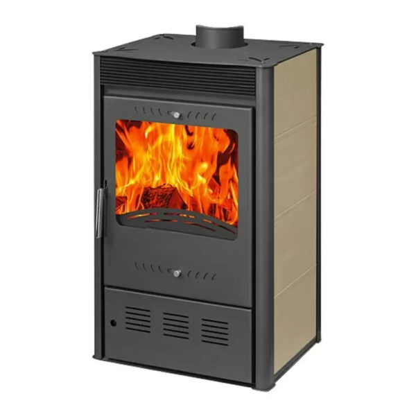 Estufa de leña Dalia Iron ventilada 7,8 kW, Volumen de calefacción: 140 m³, Negro/Arena